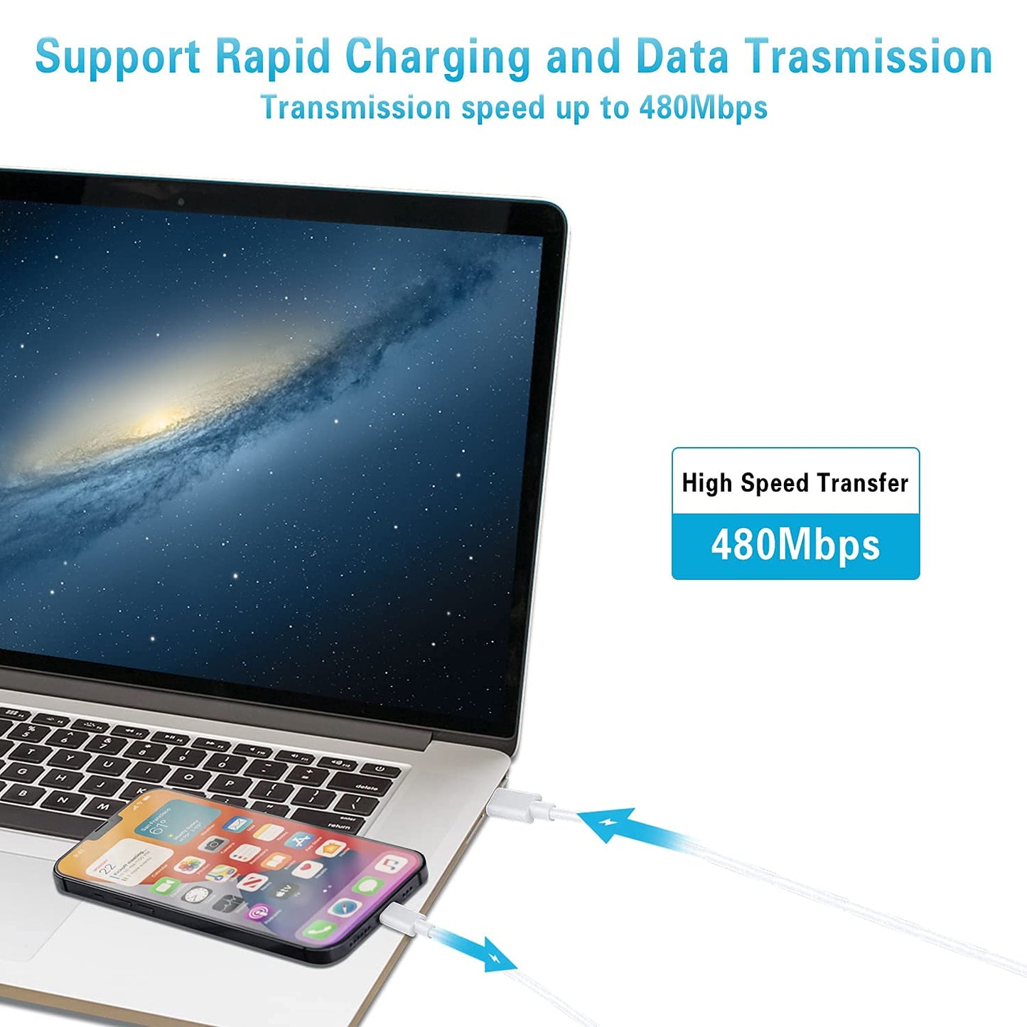 RCTech Trio USB-C to Lightning 6FT Fast Charge Cable