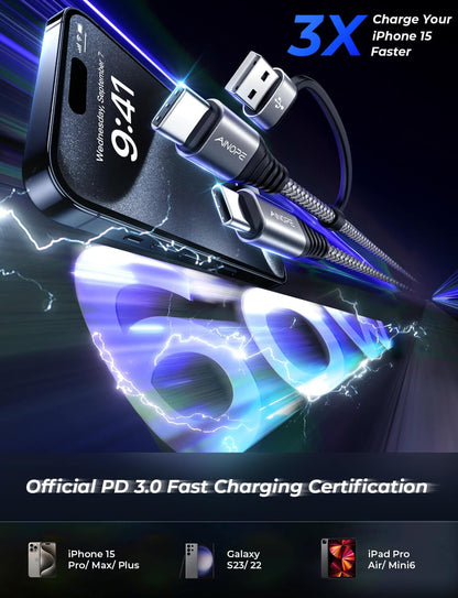 AINOPE 10FT Fast Charge USB C Cable & Adapter - Small Enterprise