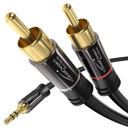 KabelDirekt – RCA to Jack 3.5mm Adapter Cable – 6ft – Versatile Plug-and-Play Audio Cable (Aux/3.5mm to 2X RCA for Smartphone, Tablet, Home Theater, soundbar, TV, Notebook, MP3)