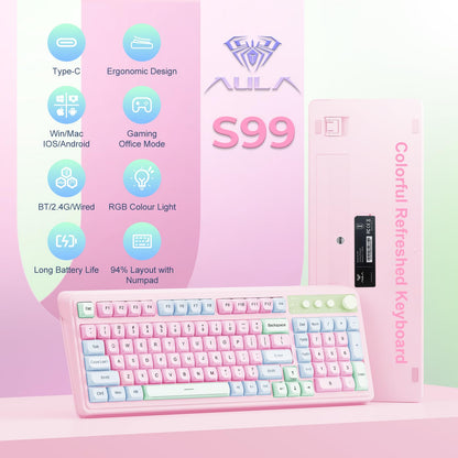 GreenWave S99 RGB Tri-Mode Gaming Keyboard