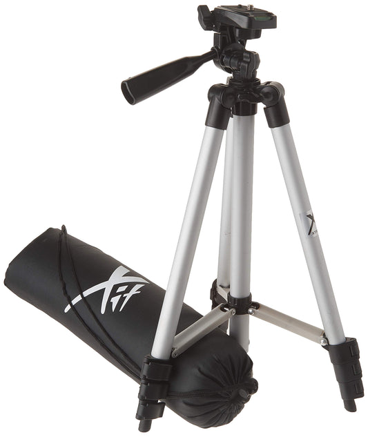 50 Inch Aluminum Camera Tripod with 3-Way Pan Head & Quick-Release Plate – Lightweight DSLR & Mirrorless Tripod with Bubble Level for Photography & Video