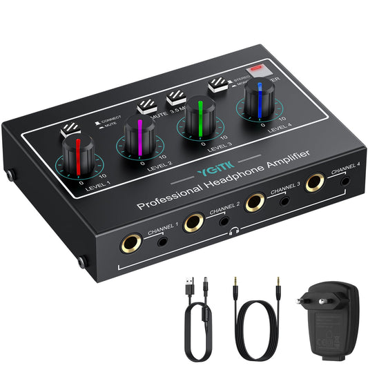 QuadMix Pro: 4-Channel Headphone Amp & Audio Mixer