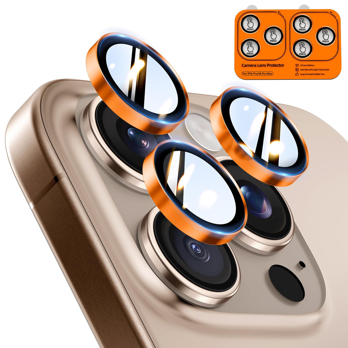 TOCOL Camera Lens Protector for iPhone 17 Tempered Glass HD Individual Scratch Resistant Camera Cover Accessories Case Friendly 2 Pack（Clear）