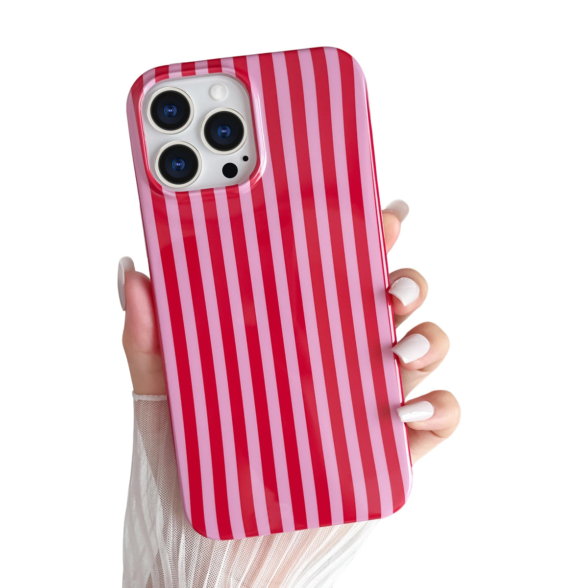 Yeddabox for iPhone 17 Pro Max Case Cute Striped Phone Case Soft TPU Slim Shockproof Phone Cover for Women Girls, Pink