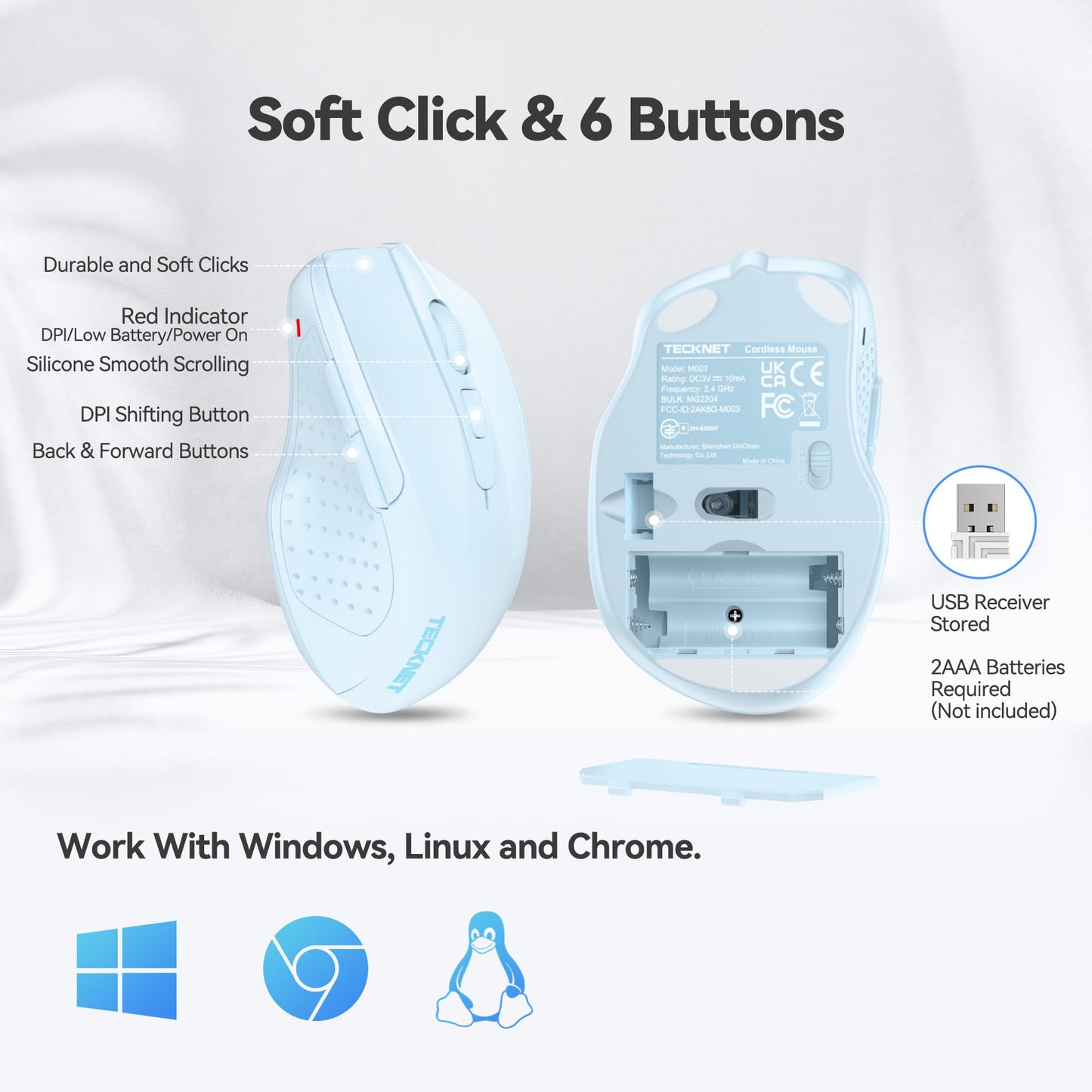 ErgoGlide Wireless: 6-Button, 2600 DPI, 24-Month Power