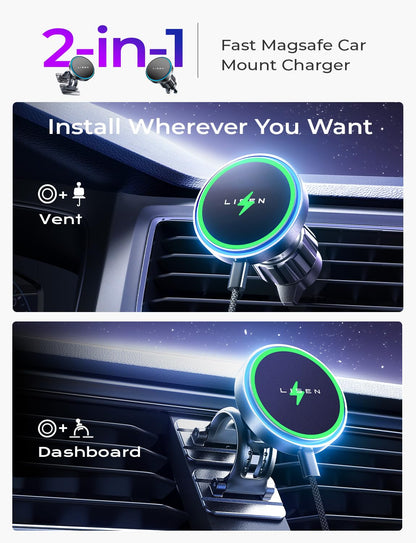 LISEN MagSafe 15W Wireless Car Charger Mount - Small Enterprise