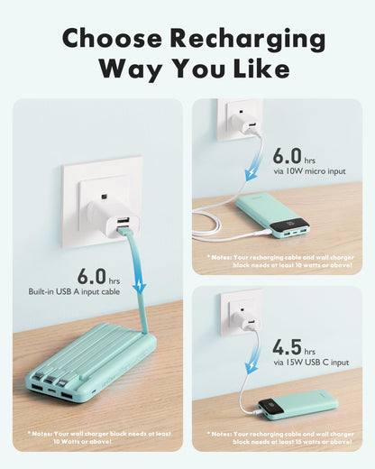 TravelMax 10K: Slim Power Bank w/ Built-in Cables - Small Enterprise