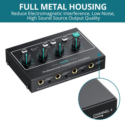 QuadMix Pro: 4-Channel Headphone Amp & Audio Mixer