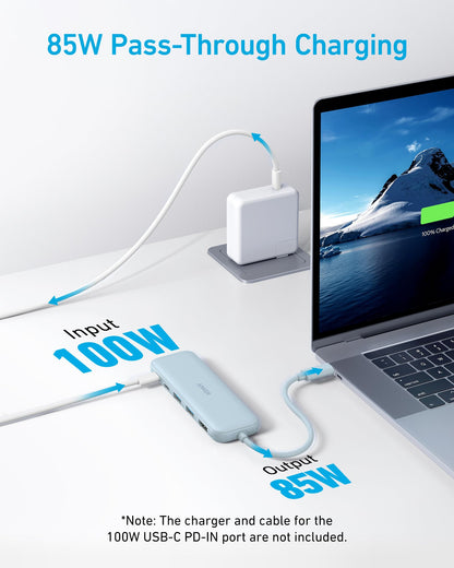 Anker USB C Hub, 5-in-1 USBC to HDMI Splitter with 4K Display, 1 x Powered USB-C 5Gbps & 2×Powered USB-A 3.0 5Gbps Data Ports for MacBook Pro, MacBook Air, Dell and More