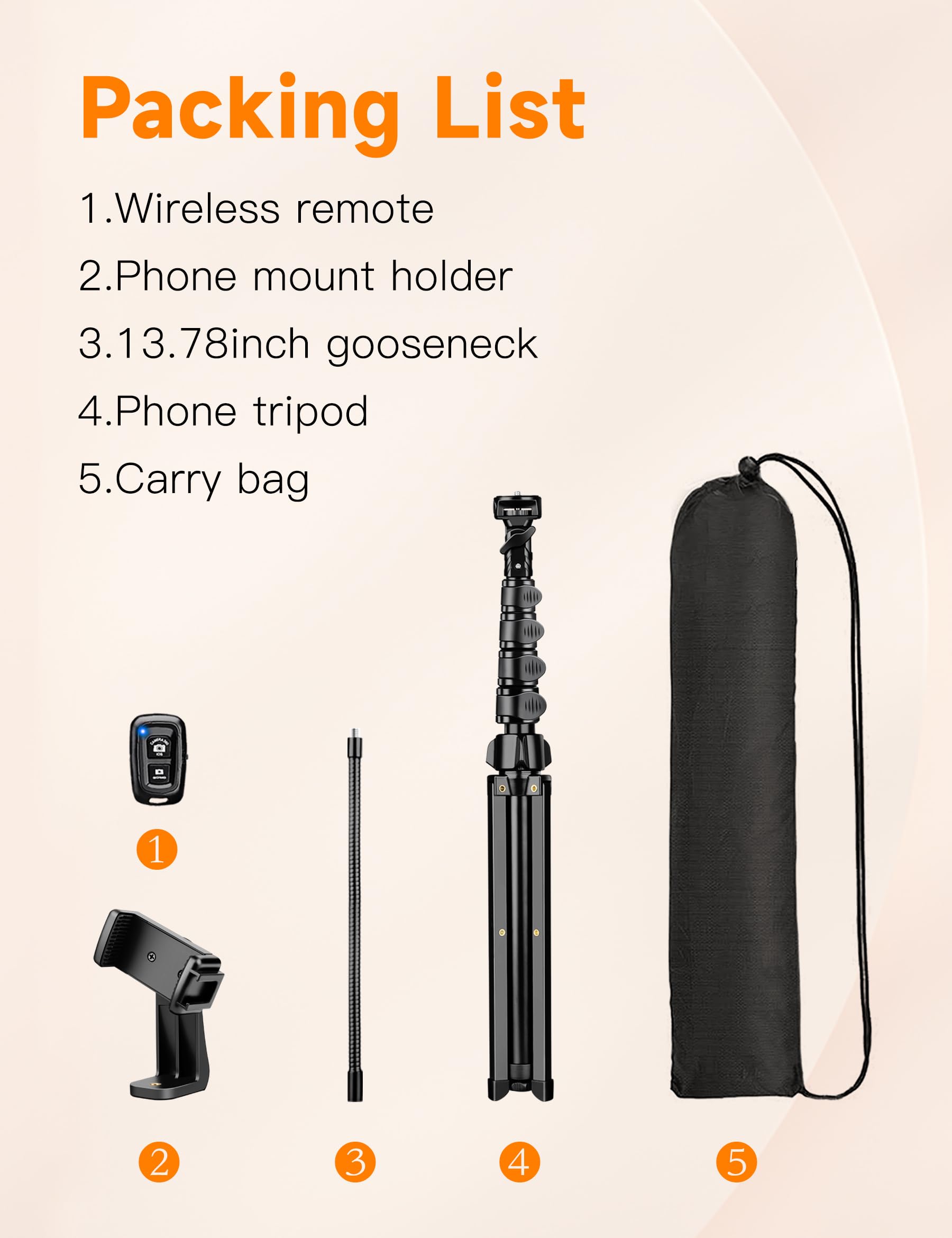 86 Tall Phone Tripod with Flexible Gooseneck & Remote
