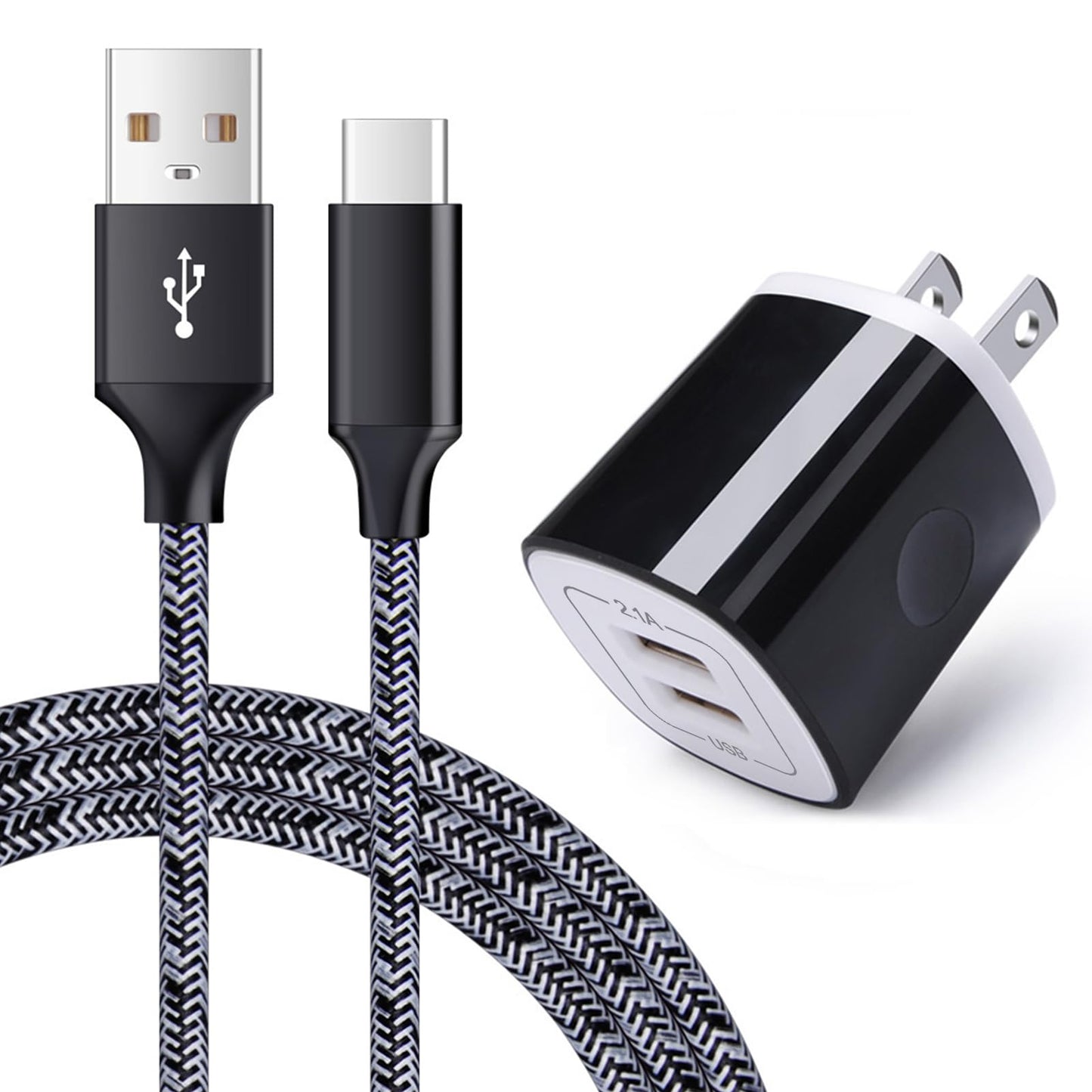 USB C Charger, AndHot Dual Port 2.1A Charger Block Plug+6ft Type C Fast Charging Cable for Samsung Galaxy S26 S25 S24 S23 S22 S21 S20 Note20 A57 A37 A17 A56 A16 A25 A35 A55 A15 A54 A14 A13 A23 A53 A32