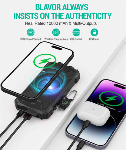 BLAVOR Solar Power Bank 10,000mAh Wireless Charger