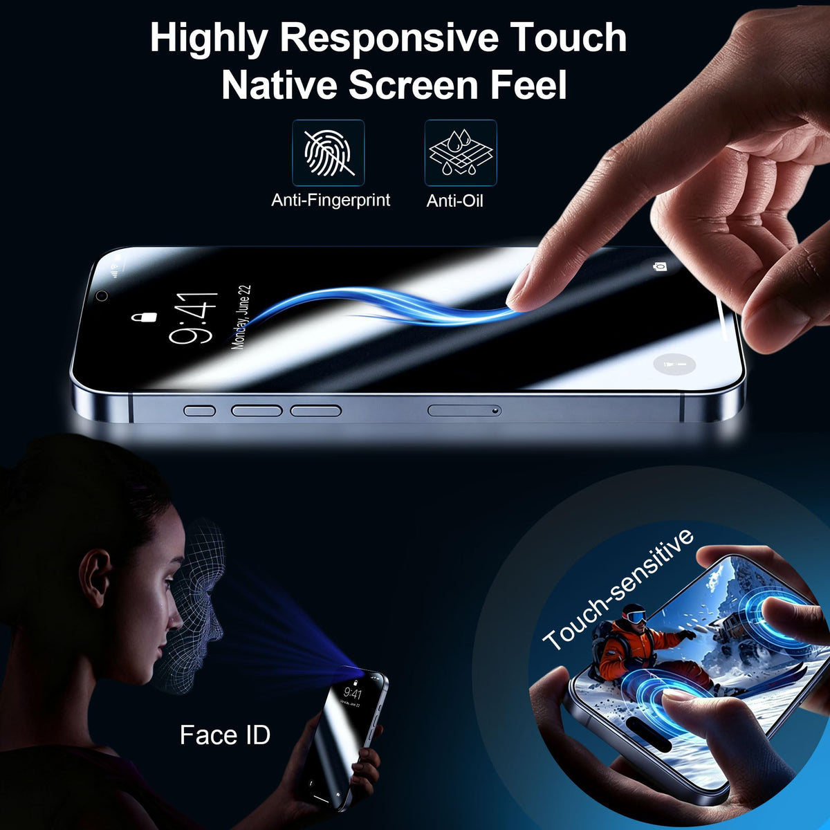 QHOHQ [2+2 Pack Tempered Glass Screen Protector for iPad Pro 11 2022/2021/2020 (4th/3rd/2nd Generation) with Camera Lens Protector, Ultra HD, Anti-Scratch, Designed for Face ID＆Apple Pencil