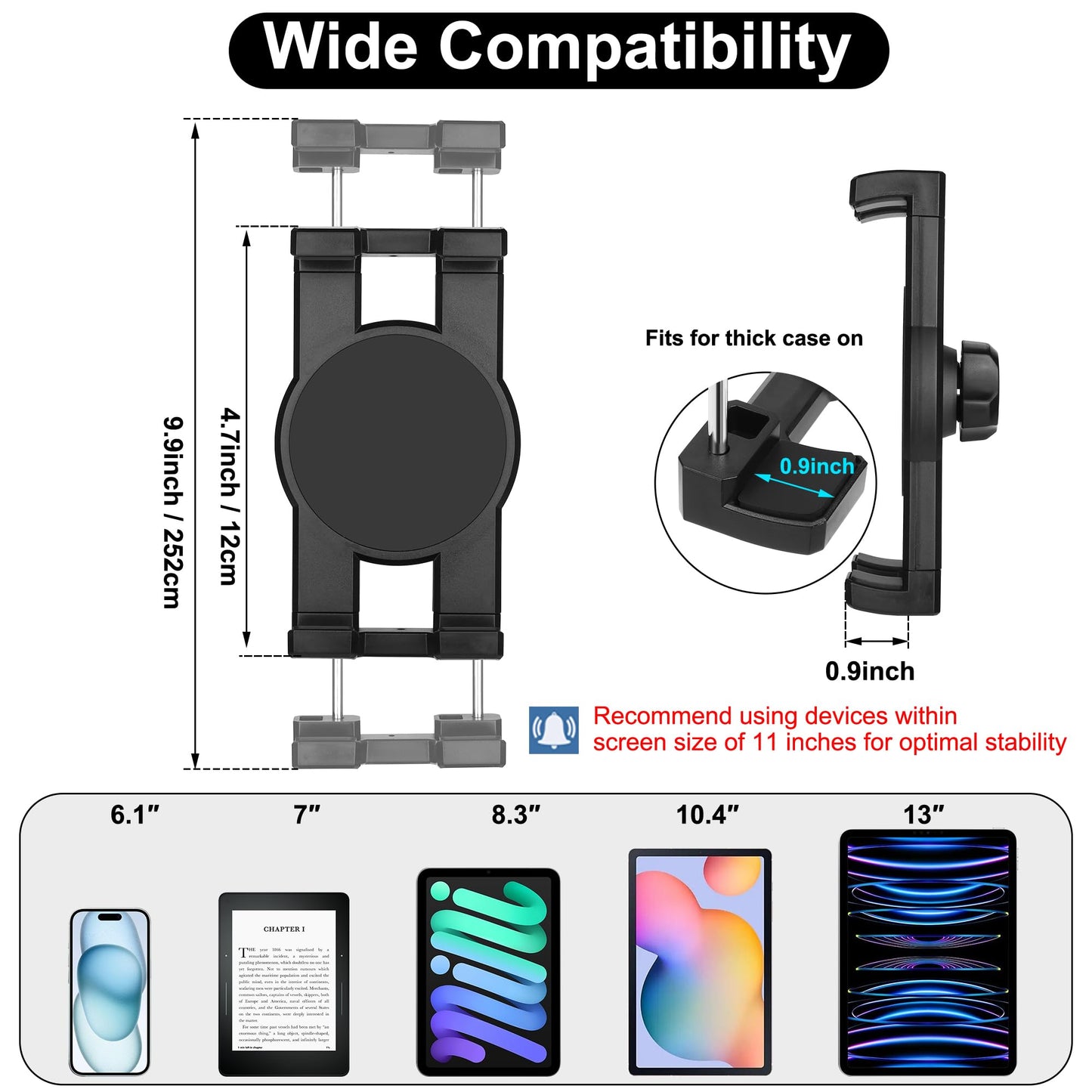Peastrex Cup Holder Tablet Mount, Ipad Cup Holder Car Mount with Adjustable Arm for Tablet iPhone 3-11in iPad Pro Air Mini, Fire, iPhone 15, Galaxy S24 Z Fold 5