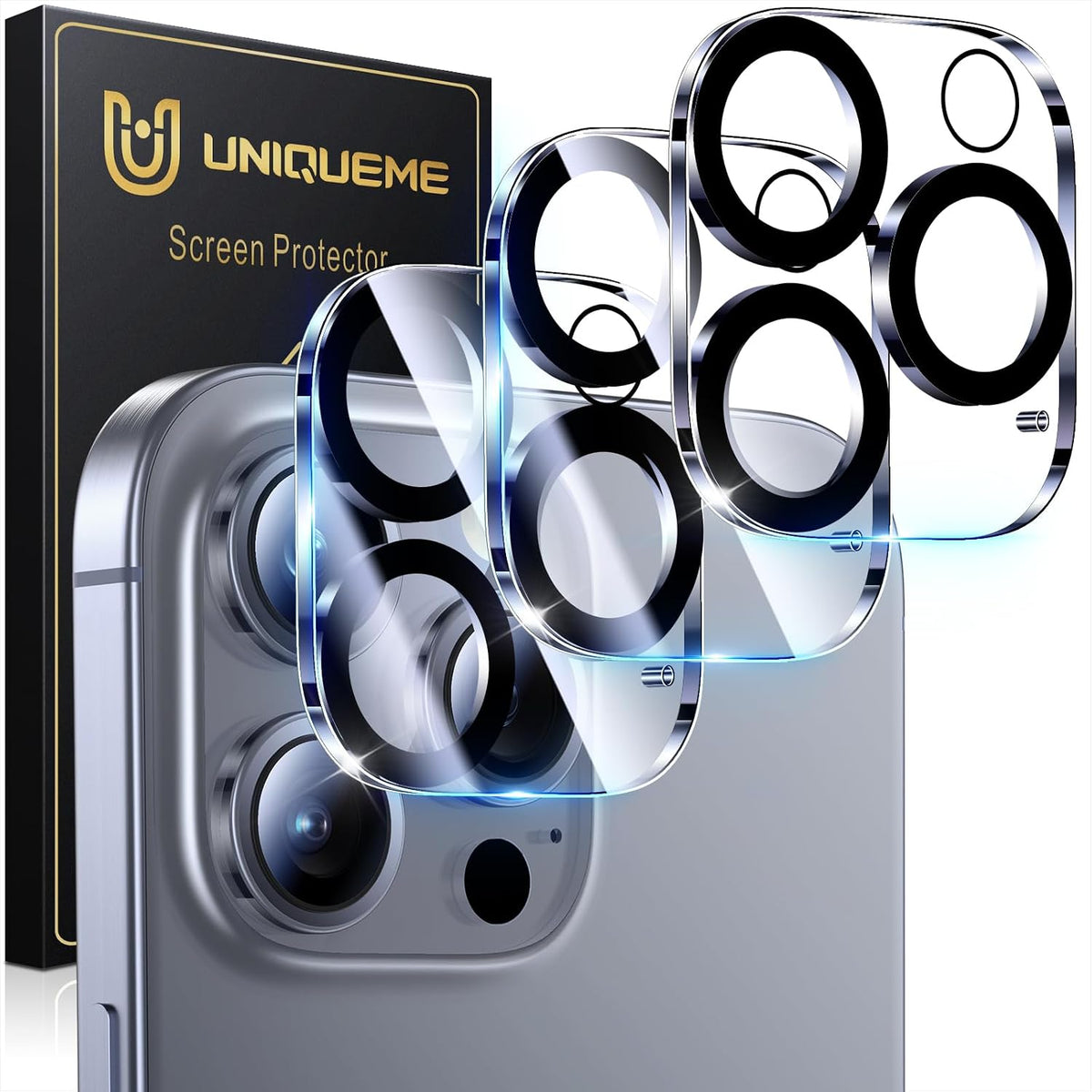 UniqueMe for 3 Pack iPhone 16 Pro/iPhone 16 Pro Max Camera Lens Protector