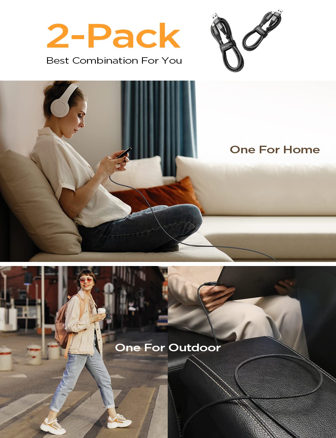 AINOPE 10FT Fast Charge USB C Cable & Adapter - Small Enterprise