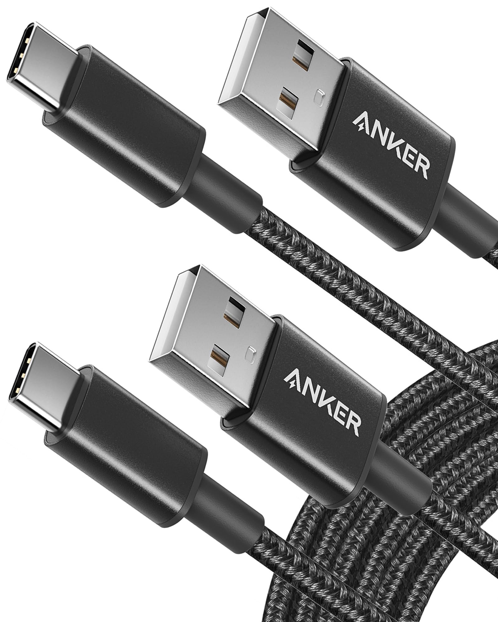 USB A to USB C Cable 2 Pack 3ft (Black)