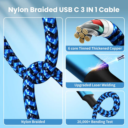 100W USB C 3-in-1 Charging Cable - Small Enterprise