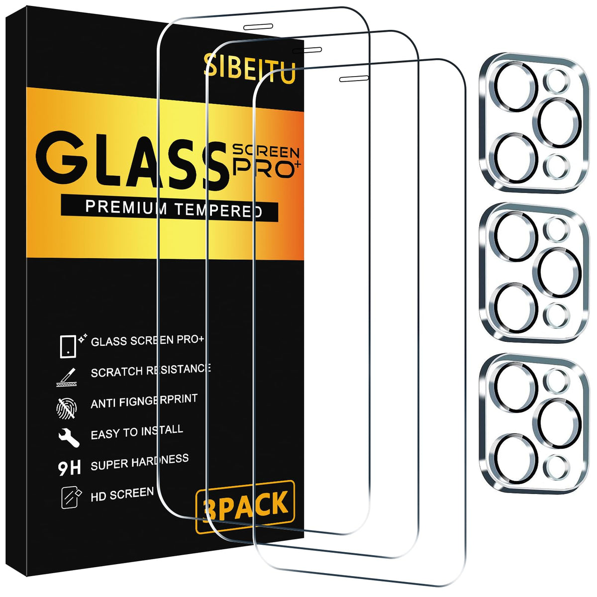 SIBEITU 3+3 Pack Screen Protector for iPhone 17 6.3 Inch Tempered Glass
