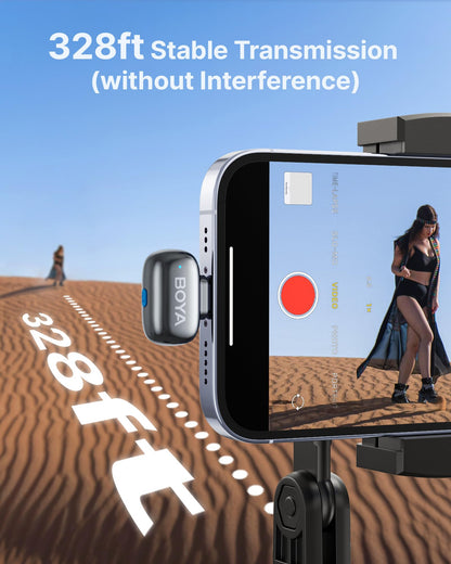 BOYA mini 2 Wireless Lavalier Microphones for iPhone 15/16/17 & Android, AI Noise Cancellation, App Control, 30H Battery Life with Charging Case, Lapel Microphone Wireless for Video Recording Vlogging
