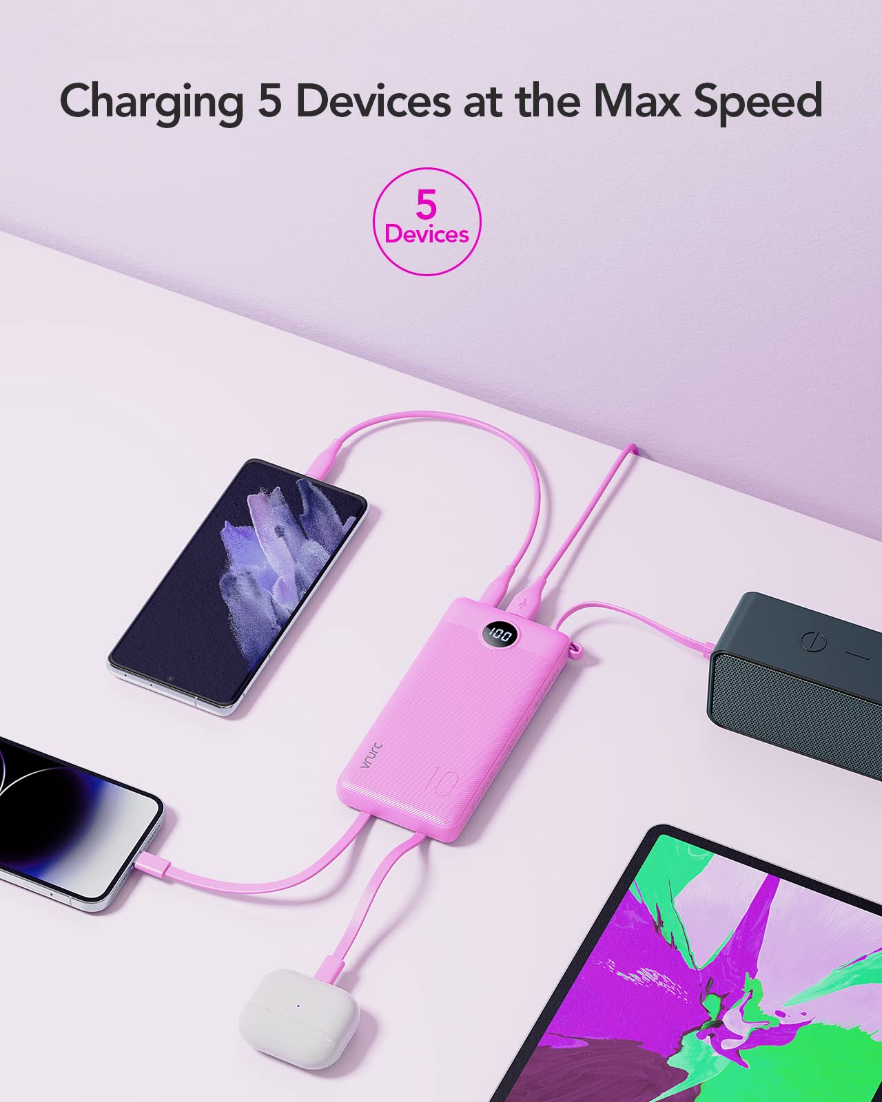 ChargeMate 10000mAh: Portable Power Bank for All Devices - Pink - Small Enterprise