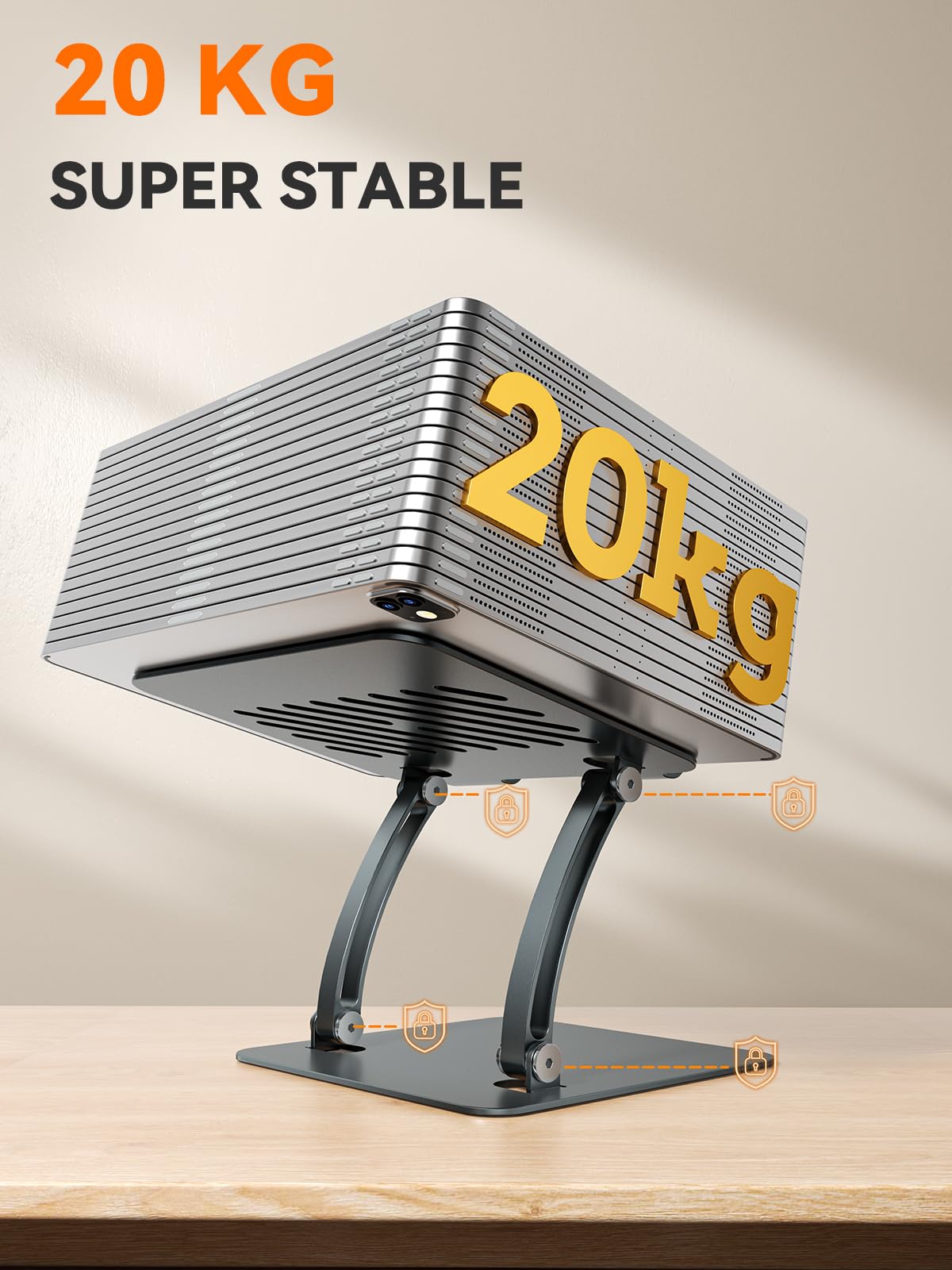 Dual Rod Adjustable Tablet Holder Stand (Gray)