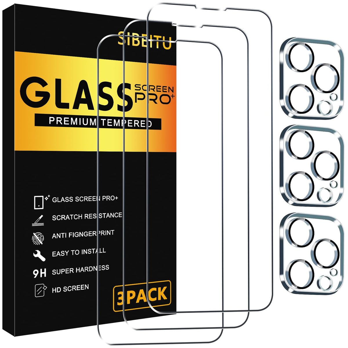 SIBEITU 3+3 Pack Screen Protector for iPhone 17 6.3 Inch Tempered Glass
