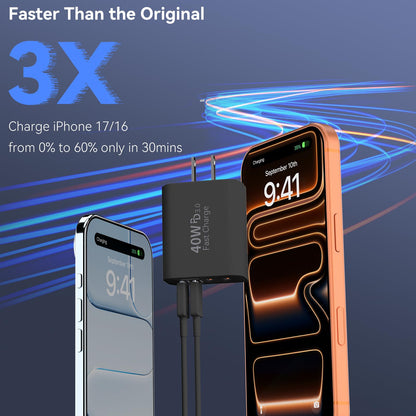 USB C Wall Charger Block, 40W USB Type C iPhone Charger Fast Charging Block