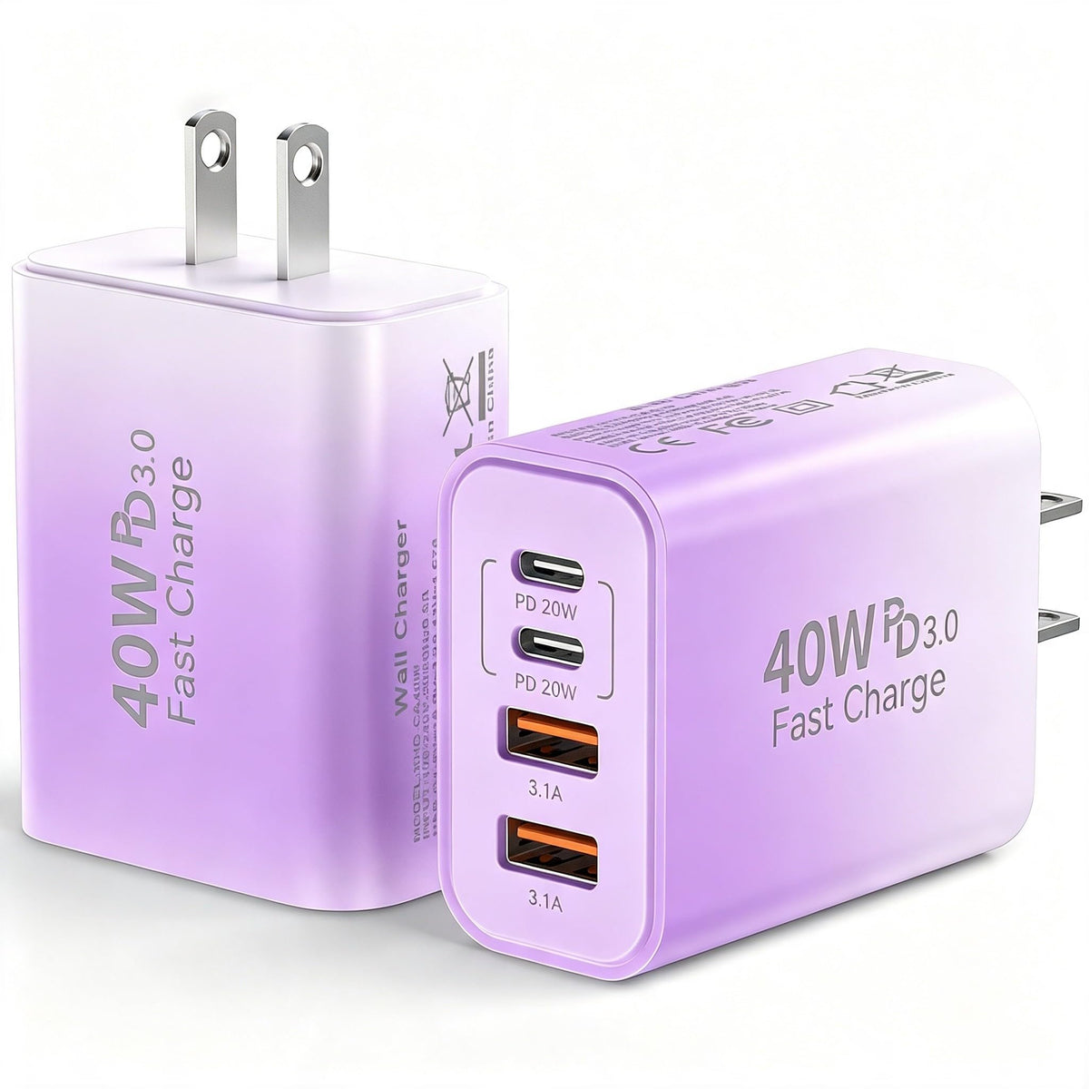 USB C Wall Charger Block, 40W USB Type C iPhone Charger Fast Charging Block