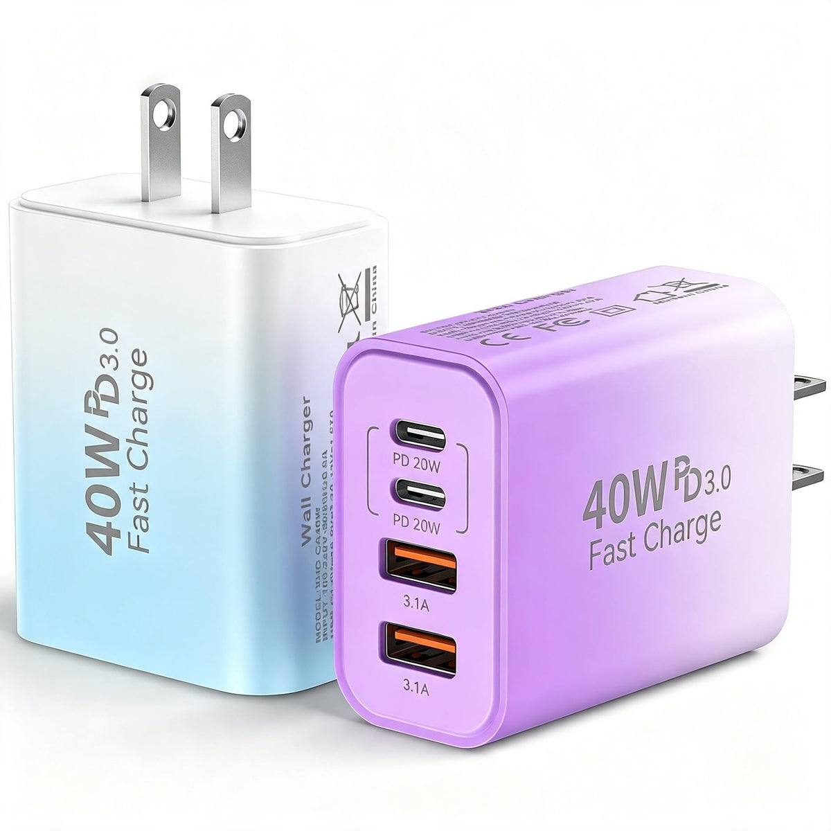 USB C Wall Charger Block, 40W USB Type C iPhone Charger Fast Charging Block