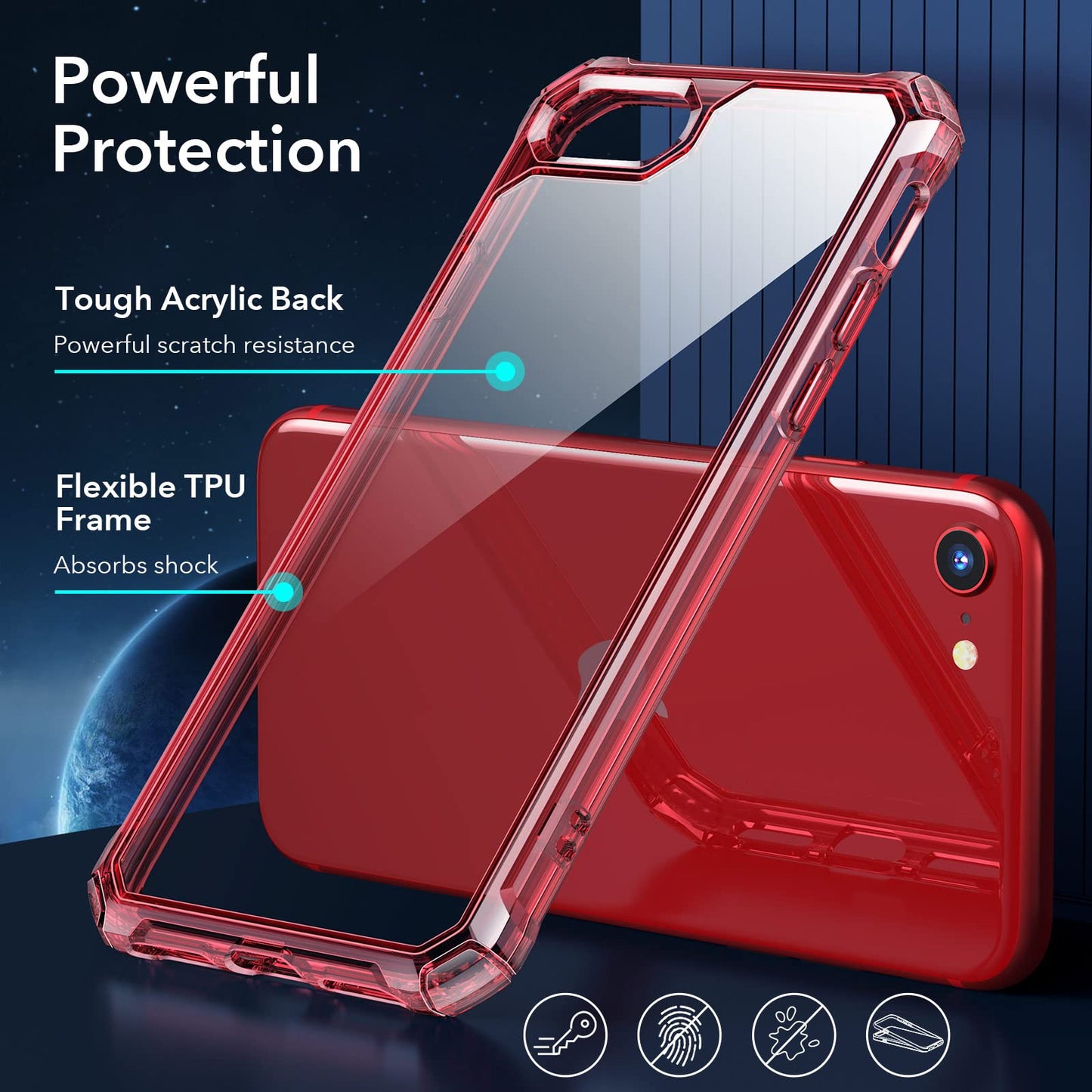 ESR for iPhone SE (2022) Case, iPhone SE (2020) and iPhone 8, Military-Grade Protection, Shock-Absorbing Corners, Yellowing-Resistant Back, Phone Case for SE 3/2, Air Armor Case, Clear Black