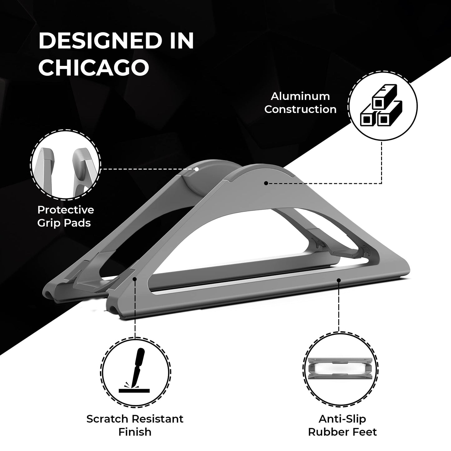 BlackRise: Adjustable Vertical Laptop Dock Stand