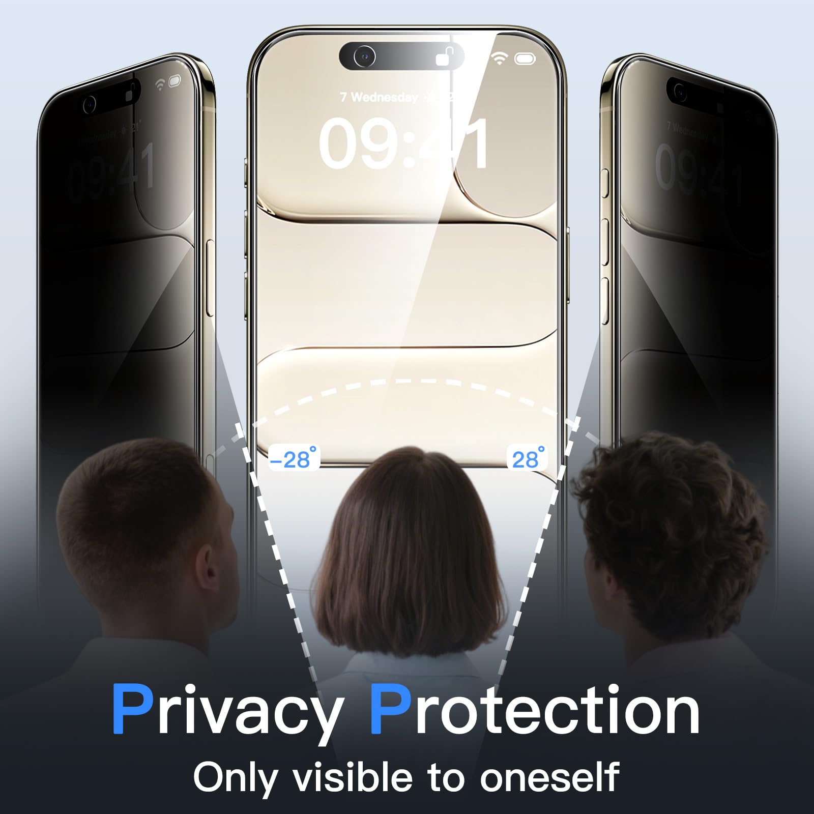 JETech Privacy Screen Protector for iPhone 15 6.1-Inch, Anti-Spy Tempered Glass Film with Easy Installation Tool, 2-Pack