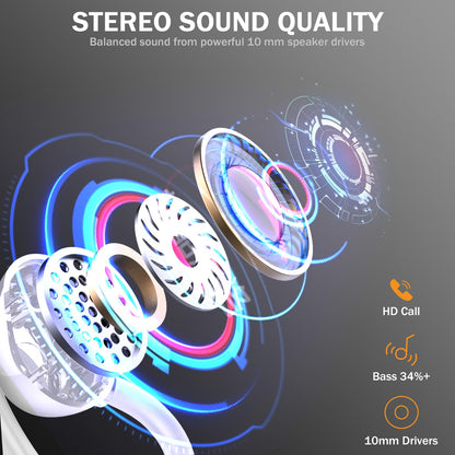 Wireless Earbuds, Sport Bluetooth 5.4 Headphones 2026 New Bluetooth Earbuds with 75Hrs Stereo, 4 ENC Mic, Noise Canceling Over-Ear Buds with Earhooks, IP7 Waterproof Earphones for Workout/Running/Gym