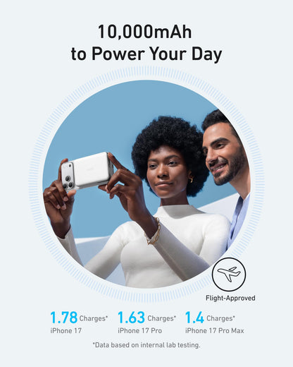 Anker MagGo Power Bank, Ultra-Slim 10,000mAh Magnetic Battery Pack, Qi2 Certified 15W Ultra-Fast MagSafe Compatible Portable Charger, Ergonomic Design, for iPhone17/16/15/14 Series Only（Not for Pixel）