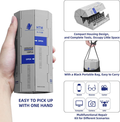 HengTianMei 142 in 1 Precision Screwdriver Set Professional Magnetic Repair Tool Kit for Computer, Laptop, Xbox, Macbook, Game Console (H1128)