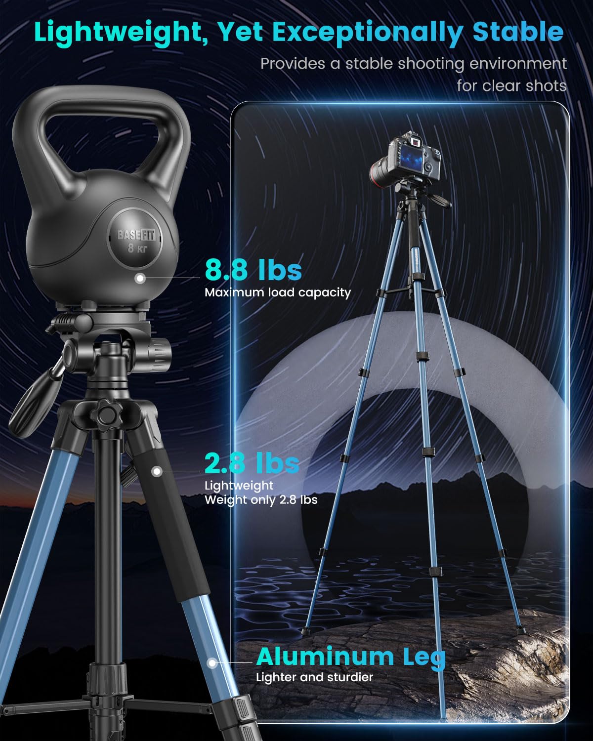 74 Navy Blue Professional Camera Tripod