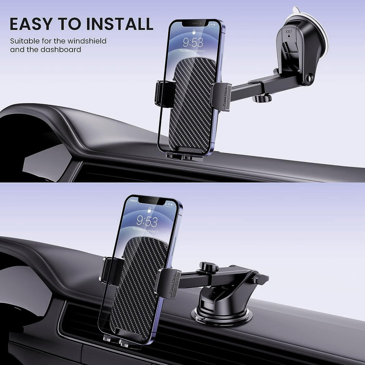 Qifutan Cell Phone Holder for Car Mount Car Vent Phone Mount, 360° Rotatable, Hands-Free Air Vent Holder for iPhone Smartphones Camera Mounts(4-7 Inch)