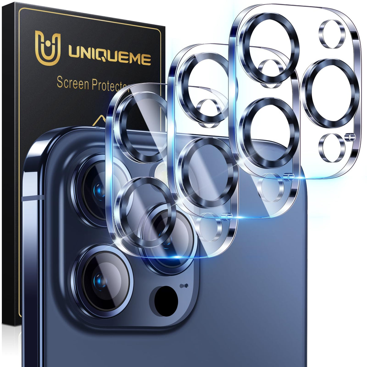 UniqueMe for 3 Pack iPhone 16 Pro/iPhone 16 Pro Max Camera Lens Protector
