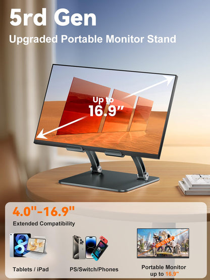 Dual Rod Adjustable Tablet Holder Stand (Gray)