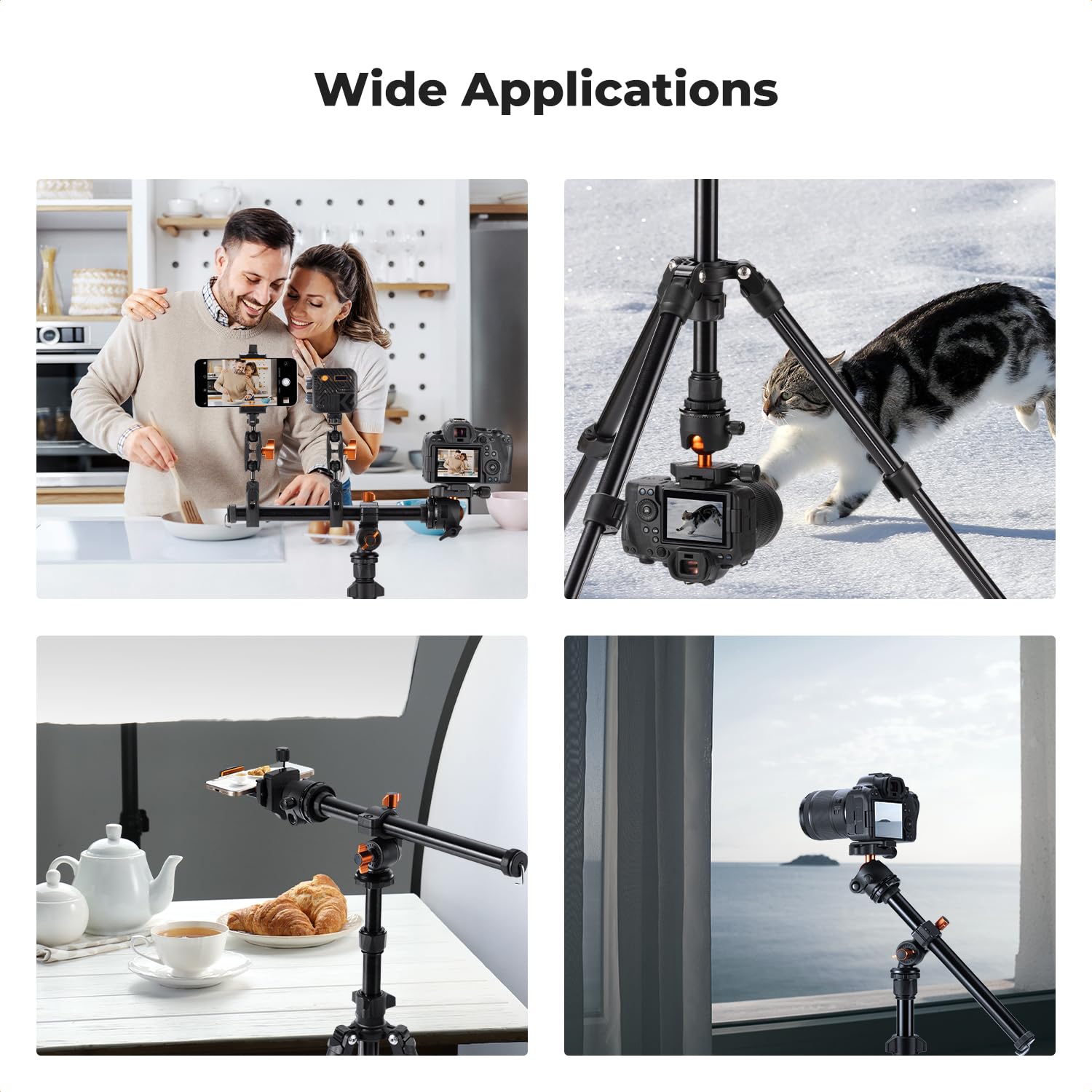 K&F Concept 76 inch Camera Tripod with Rotatable Multi-Angle Center Column,Lightweight Travel Outdoor DSLR Tripods with 360 Degree Ball Head Load Capacity 8kg/17.6lbs, Cellphone Clips for Smartphone