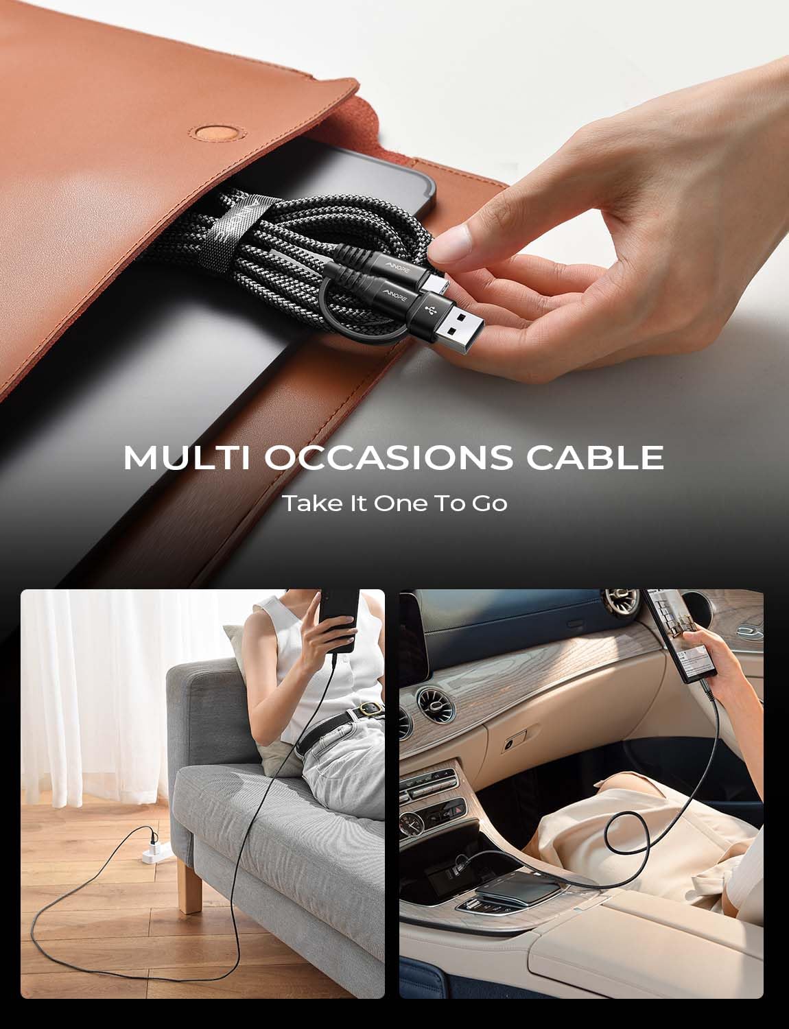 AINOPE 10FT Fast Charge USB C Cable & Adapter - Small Enterprise