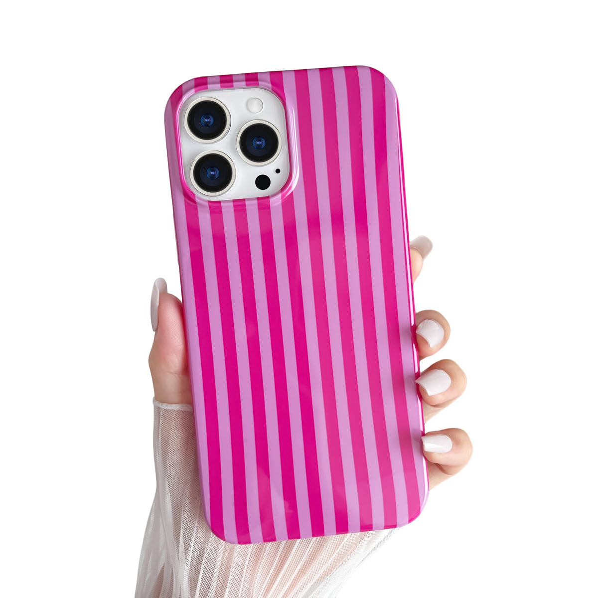 Yeddabox for iPhone 17 Pro Max Case Cute Striped Phone Case Soft TPU Slim Shockproof Phone Cover for Women Girls, Pink