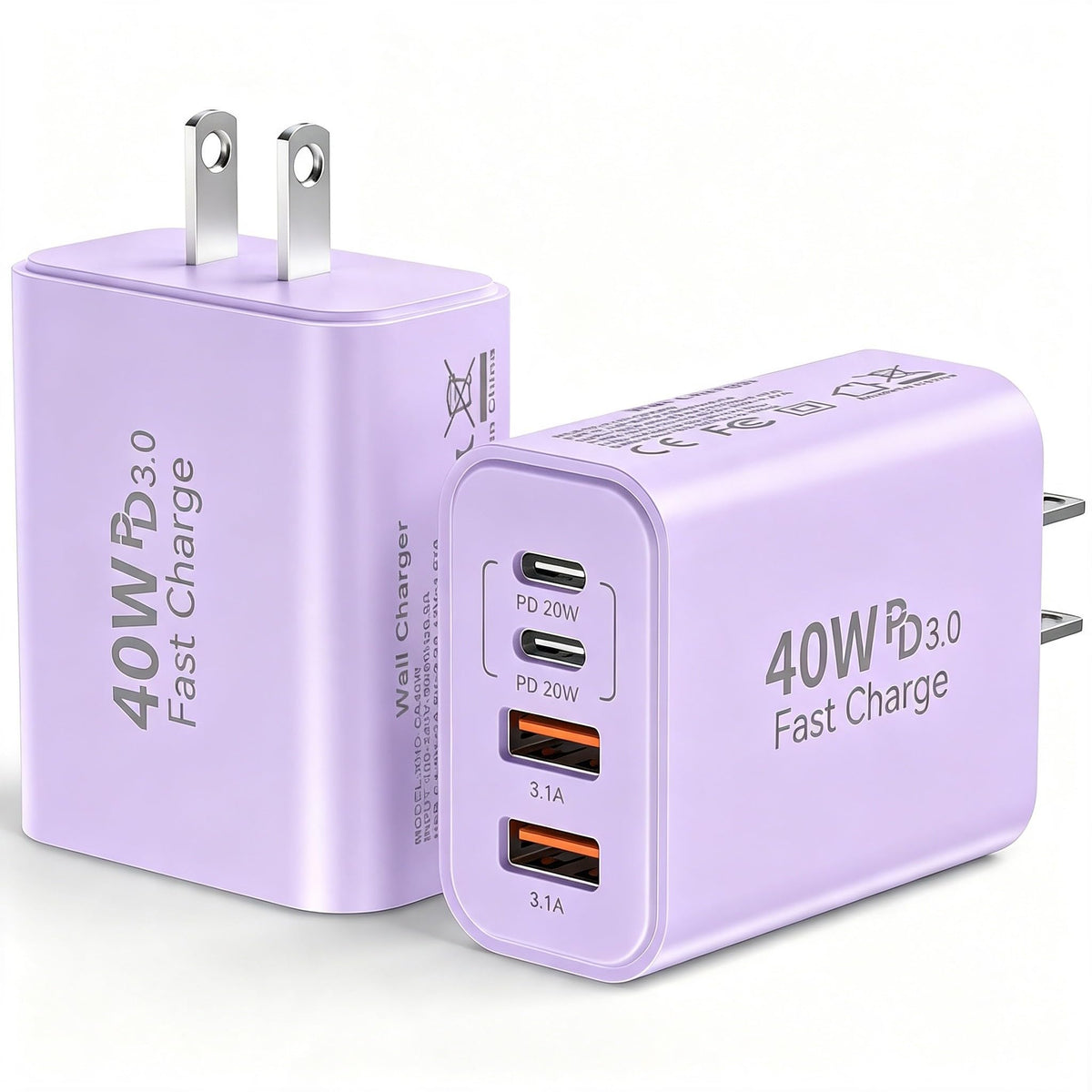 USB C Wall Charger Block, 40W USB Type C iPhone Charger Fast Charging Block