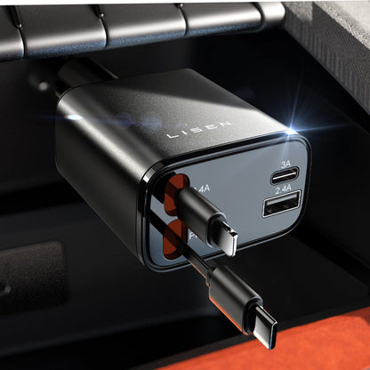LISEN AutoCharge Pro: 69W Retractable USB C Adapter - Small Enterprise
