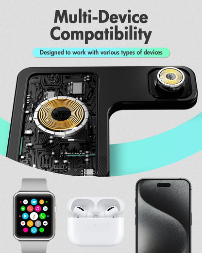 3-in-1 Charger Stand for iPhone, Watch, Airpods - Small Enterprise