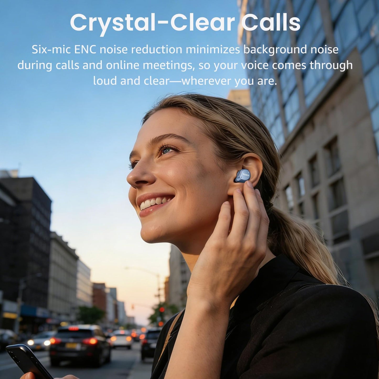 TOZO NC9 Hybrid Active Noise Cancelling Wireless Earbuds, 6 Mics ENC Clear Call, IPX8 Waterproof, in Ear Bluetooth 5.3 Headphones Stereo Bass Ear Buds 60H Playtime with LED Display 32 EQs via APP