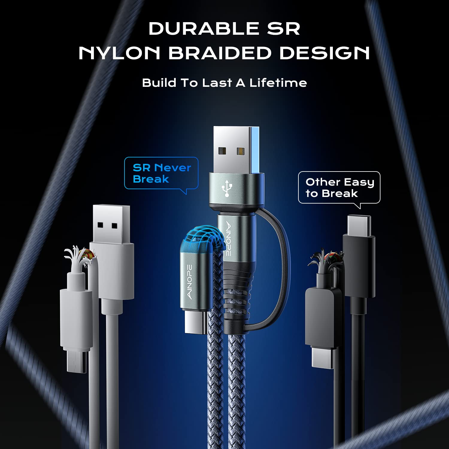 AINOPE 10FT Fast Charge USB C Cable & Adapter - Small Enterprise