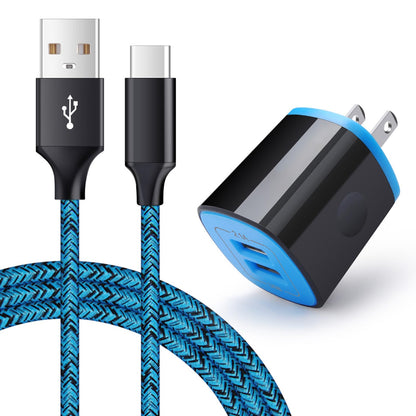 USB C Charger, AndHot Dual Port 2.1A Charger Block Plug+6ft Type C Fast Charging Cable for Samsung Galaxy S26 S25 S24 S23 S22 S21 S20 Note20 A57 A37 A17 A56 A16 A25 A35 A55 A15 A54 A14 A13 A23 A53 A32