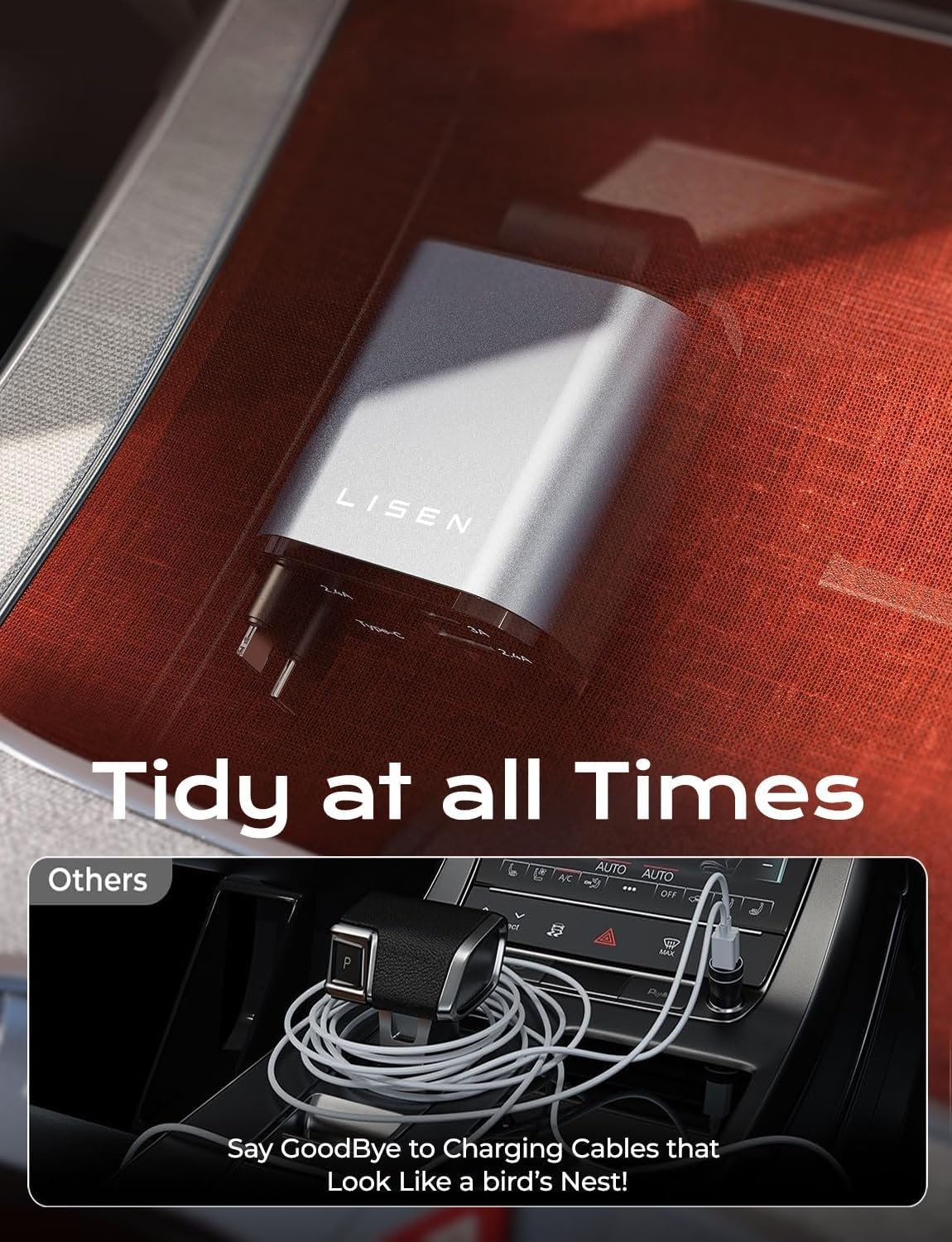 LISEN AutoCharge Pro: 69W Retractable USB C Adapter - Small Enterprise